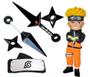 Imagem de Boneco Do Naruto Kit Bandana + Kunai + Shuriken Preto