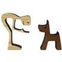 Imagem de Boneco Escultura Família Pet em Madeira Decorativa Enfeite com 2 Peças