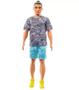 Imagem de Boneco Ken Fashionistas 204 Cabelo Castanho Coque Camisa Shorts Paisley - Mattel