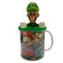 Imagem de Boneco Luigi do Super Mario Bros com caneca personalizada