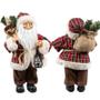 Imagem de Boneco Papai Noel Casaco Vermelho Xadrez Amarrado Calça Marrom 30cm Enfeite Natalino Premium Decoração Natal