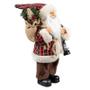 Imagem de Boneco Papai Noel Casaco Vermelho Xadrez Amarrado Calça Marrom 30cm Enfeite Natalino Premium Decoração Natal