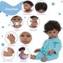 Imagem de Boneco Reborn Negro Cabelo Cacheado Com Pijama Azul Fofinho