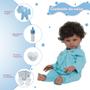 Imagem de Boneco Reborn Negro Cabelo Cacheado Com Pijama Azul Fofinho