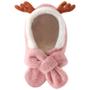 Imagem de Bonito veado elk antlers crianças chapéu cachecol de uma peça inverno quente macio pelúcia proteger pescoço orelha chapéu do bebê criança gorro à prov