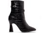 Imagem de Bota Bico Fino Cano Médio - Luxo e Conforto em Napa Croco Preto com Detalhes Prateados
