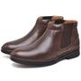 Imagem de Bota Botina Ortopédica Elastico Calce fácil Bico Redondo Masculina Anatômica Leveterapia Café