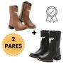 Imagem de Bota Botina Texana Infantil Masculina Feminina KIT 2 PARES  Em Couro Legitimo 24 ao 35