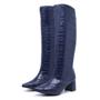 Imagem de Bota Cano Alto Croco Feminino Salto Grosso Moda Fashion Passeio Conforto Estilo