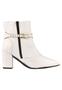 Imagem de Bota Cano Curto Rosa Chic Calçados Bico Fino Salto Alto Enfeite Strass Brilho Removível Zíper Feminino Branco