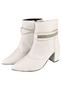 Imagem de Bota Cano Curto Rosa Chic Calçados Bico Fino Salto Alto Enfeite Strass Brilho Removível Zíper Feminino Branco