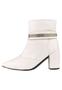 Imagem de Bota Cano Curto Rosa Chic Calçados Bico Fino Salto Alto Enfeite Strass Brilho Removível Zíper Feminino Branco