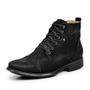 Imagem de Bota Casual Coturno Masculino Couro Legítimo Petróleo Cadarço Caparellus - 4200 - Preto