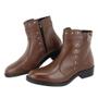 Imagem de Bota Casual Couro Feminino Cano Curto Moda Fivela Rebites Resistente Confortável Salto Baixo