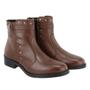Imagem de Bota Casual Couro Feminino Cano Curto Moda Fivela Rebites Resistente Confortável Salto Baixo