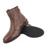 Imagem de Bota Casual Couro Feminino Cano Curto Moda Fivela Rebites Resistente Confortável Salto Baixo