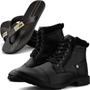 Imagem de Bota Casual Dhl Masculina 590 Preta + Chinelo SW Conforto 1505 Café