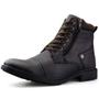 Imagem de Bota Casual Dhl Zíper Perfuros Masculina Marrom + Cinto + Chinelo + Carteira