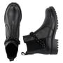 Imagem de Bota Coturno Casual Couro Feminino Cano Curto Elástico Moda Corrente Confortável Sola Tratorada