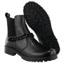 Imagem de Bota Coturno Casual Couro Feminino Cano Curto Elástico Moda Corrente Confortável Sola Tratorada