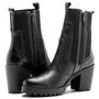 Imagem de Bota Coturno Casual elastico Feminina salto alto Dorf Couro Preto 