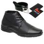 Imagem de Bota Coturno Casual Gm Ortopédico Social Couro Legítimo Kit Carteira e Cinto Masculino
