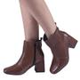 Imagem de Bota Coturno Feminina Salto Grosso Bico Quadrado Cano Curto Cor:CarameloTamanho:36