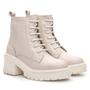 Imagem de Bota Coturno feminina tratorada Pierrô couro cor off white super conforto