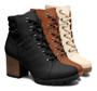 Imagem de Bota Coturno Feminino Couro Conforto Salto Alto Grosso Sola Tratorada Moda Casual Dakota G4564