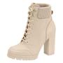 Imagem de Bota Coturno Feminino Salto Bloco Pelica Knit Branco Off Vizzano 3089.102