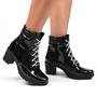 Imagem de Bota Coturno Feminino Salto Grosso Tratorado Preto Verniz Brilho Blogueira Estilo