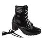 Imagem de Bota Coturno Feminino Salto Grosso Tratorado Preto Verniz Brilho Blogueira Estilo