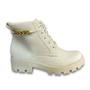 Imagem de Bota Coturno Feminino Tratorada Com Corrente Off White