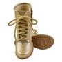 Imagem de Bota Coturno Infantil Menina Flor e Cadarço Dourado
