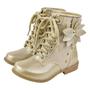 Imagem de Bota Coturno Infantil Menina Flor e Cadarço Dourado