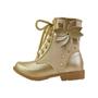 Imagem de Bota Coturno Infantil Menina Flor e Cadarço Dourado