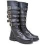 Imagem de Bota Coturno Rock Couro Legítimo Cano Alto Fivelas 