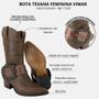 Imagem de Bota Country Texana Feminina Couro Legítimo Original Vimar Fóssil Castanho  Bico Fino - Ref. 11232