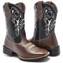 Imagem de Bota Country Texana Masculina Couro Bordado Cano Alto