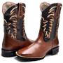 Imagem de Bota Country Texana Masculina Couro Legítimo Bordado Fakcini - 2511 - Telha Café