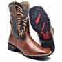 Imagem de Bota Country Texana Masculina Couro Legítimo Bordado Fakcini - 2511 - Telha Café