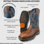 Imagem de Bota Country Texana Masculina Goyazes Original Couro Legítimo Turquesa Bico Quadrado Work - Ref.247403-CK