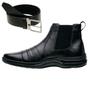 Imagem de Bota de Couro Coturno Casual Masculino Gmm Shoes Macio Leve Resistente + Cinto