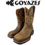 Imagem de Bota De Cowboy 100% Couro Goyazes Original Marrom E Laranja Bico Quadrado Solado Work - Ref.207406-CK