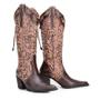 Imagem de Bota Femina Cano Longo Texana Couro Salto Capelli Boots  Café 37