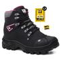 Imagem de Bota Feminina Adventure Coturno Catpriime De Couro Com C.a Preto C/ Rosa