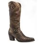 Imagem de Bota Feminina Cano Longo Texana Couro Escamada Capelli Boots Café 34