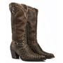 Imagem de Bota Feminina Cano Longo Texana Couro Escamada Capelli Boots Café