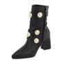 Imagem de Bota Feminina com Salto Bloco Detalhe Broche Dourado Napa Preto