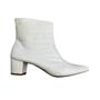 Imagem de Bota Feminina Croco Salto Grosso Baixo 5cm Bico Fino Alongado - Branco